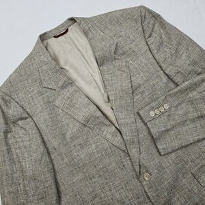 Hart Schaffner & Marx Blazer Men 44R Silk USA Made Vintage Windowpane Blue Beige